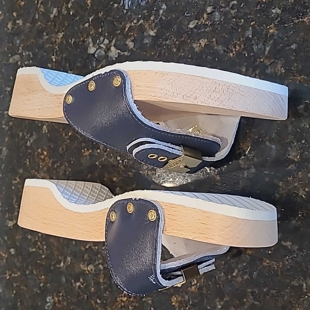 Vintage doctor scholl's exercise sandals 7m Italy Navy Y2k - Picture 5 of 12